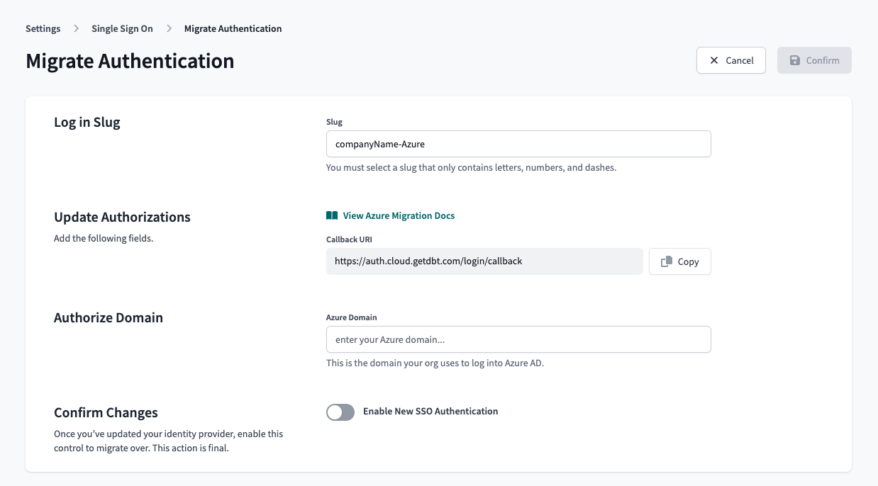 Enable new SSO Enable new SSO